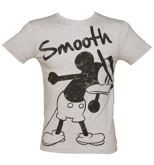 Mens Grey Marl Smooth Mickey Mouse T-Shirt