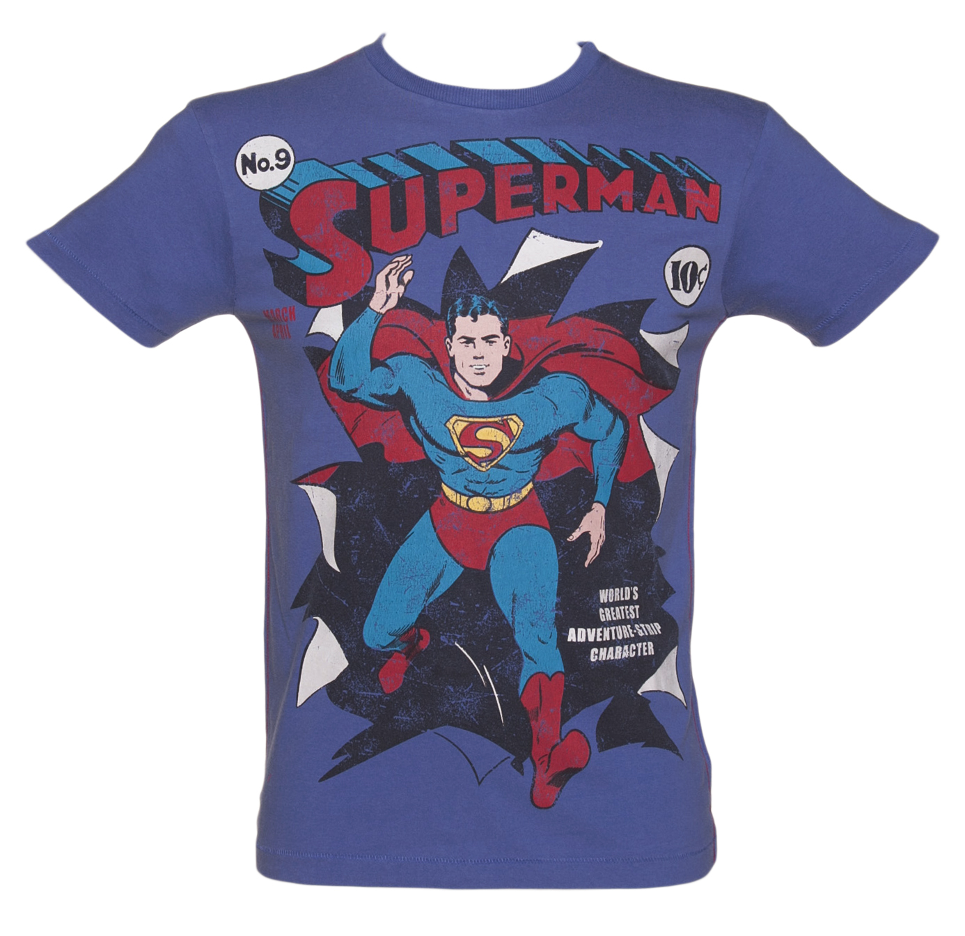 Fabric Flavours Mens Washed Blue Superman Burst T-Shirt