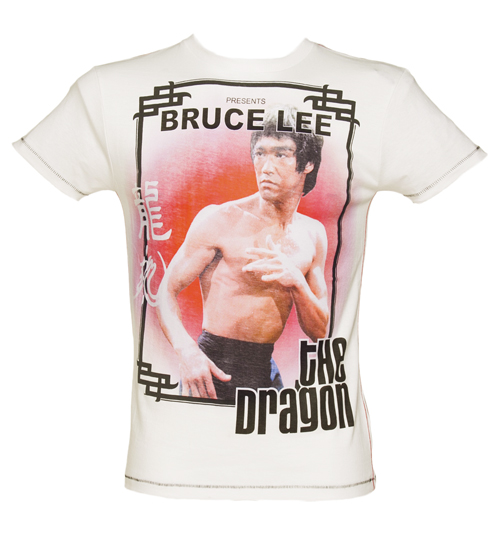 Fabric Flavours Mens White The Dragon Bruce Lee T-Shirt