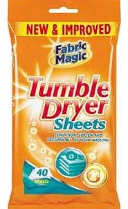 Fabric Magic 40 Tumble Dryer Sheets,Conditions,Softens 