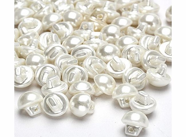 FACILLA 50PCS Dome Buttons Pearl Effect Wedding Bridal Clothes Sewing 9mm Solid White