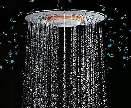 � 8`` ABS Rain Shower Head Wireless Speaker Bluetooth Phone Chrome Music