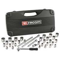 Facom 34 Piece 3/8andquot Square Drive Metric and Af Bi Hexagon Socket Set