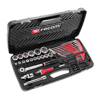 Facom 53 Piece 1/2andquot Square Drive Metric Socket / Combination Spanner / Hexagon Key Tool Set