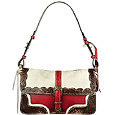 Multi-color Western Leather Baguette Bag