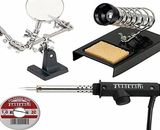 Fahrenheit 28001 Fahrenheit 30W Soldering Iron Kit with Stand Helping Hands Soldering Wire