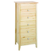 5 Drawer Tall Chest, Natural