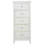 5 drawer Tall chest, White