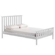 DOUBLE BED, WHITE & MATTRESS