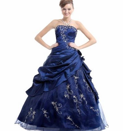 FairOnly  M37 Strapless Formal Party Prom Dress Ball Gown (M, Navy)