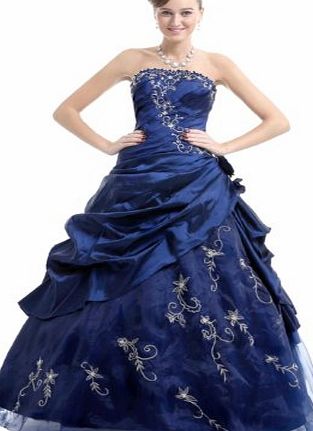 FairOnly  M37 Strapless Formal Party Prom Dress Ball Gown (XXL, Navy)