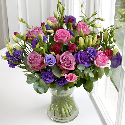 fairtrade Rose and Lisianthus Hand-tied