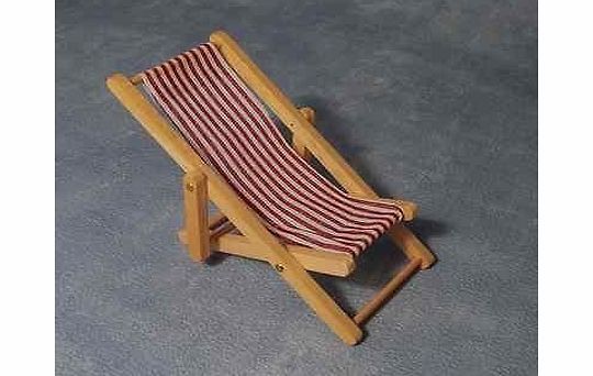 Fairy Fantasy RED AND WHITE STRIPE RETRO FOLDABLE DECK CHAIR 1:12 SCALE (FAIRY GARDEN ACCESSORY)