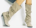 womens suede double buckle detail boot