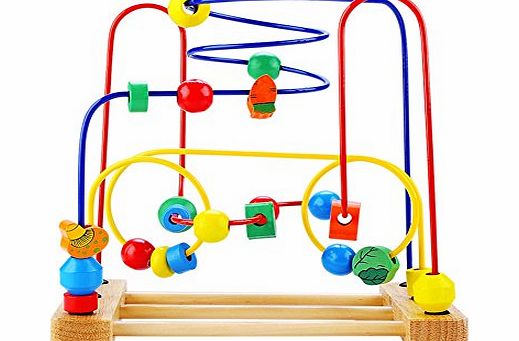 Fajiabao Christmas Gift Wooden Bead Maze Roller Coaster in Multi-color Developmental Activity Toy