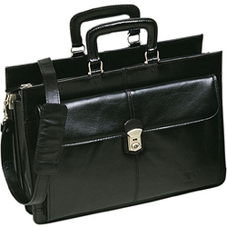 Zip top leather briefcase