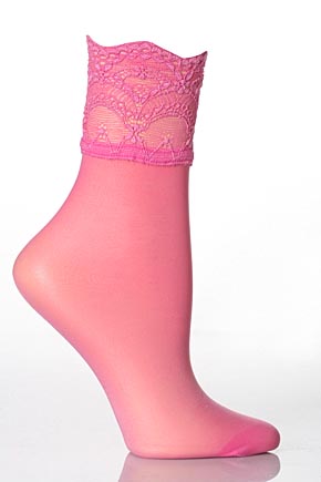 Falke Ladies 1 Pair Falke 15 Denier Lace Top Anklet In 2 Colours Orchid