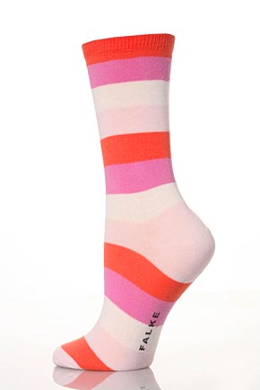 Falke Ladies 1 Pair Falke Block Stripe Socks In 17 Colours Black