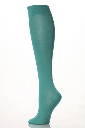 Falke Ladies 1 Pair Falke Cotton Touch Knee High Socks In 11 Colours Emerald