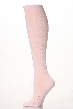 Falke Ladies 1 Pair Falke Lacy Pelerine Knee High Socks In 5 Colours Off White
