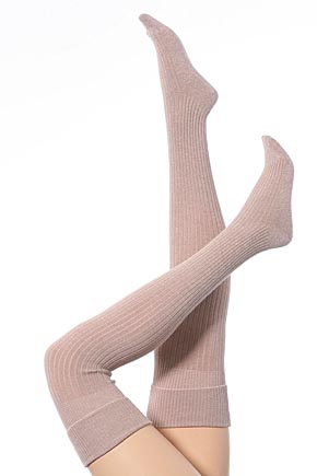 Ladies 1 Pair Falke Striggings Rib Over the Knee Sock With Cuff In 5 Colours Grey Mix