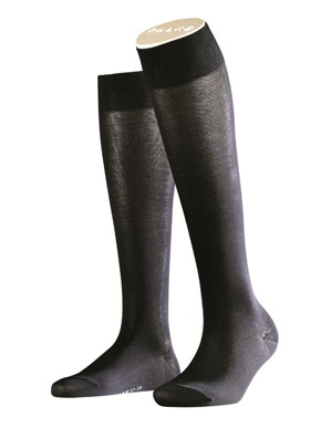 Ladies 1 Pair Falke Support Strong Cotton Mix Knee Highs In 4 Colours Black