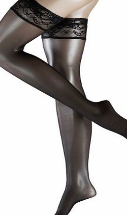 Falke Silk Gloss Stay Up Womens Stockings, Black, 40/42