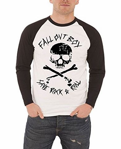 Fall Out Boy Skull and Cross Bones Official Mens New White Baseball Shirt