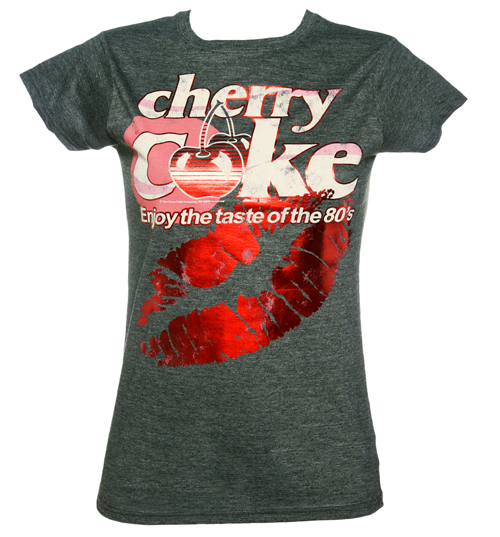 Ladies Charcoal Cherry Coke Kiss Foil Print