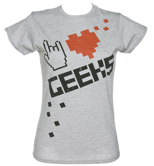 Fame and Fortune Ladies Grey I Love Geeks T-Shirt from Fame and