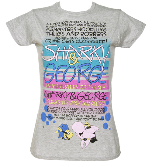 Ladies Grey Sharky and George Theme Tune T-Shirt