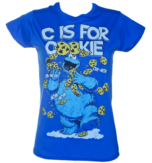 Fame and Fortune Ladies Royal Blue C Is For Cookies Sesame Street