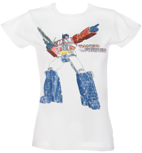 Fame and Fortune Ladies White Transformers T-Shirt from Fame and