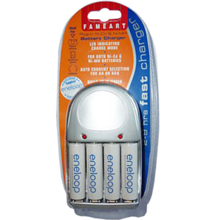 Fameart PC15 AA / AAA Battery Charger with 4 x