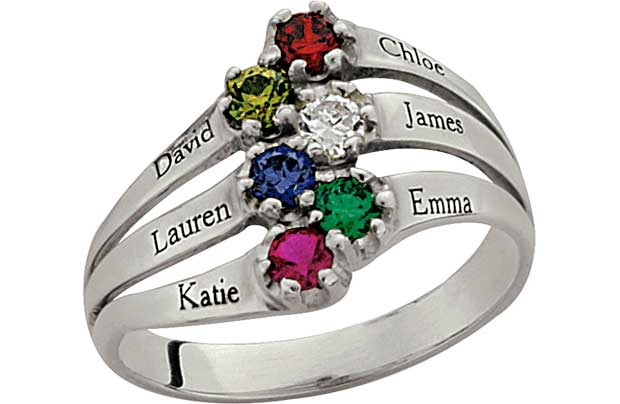 Family Keepsakes Sterling Silver Six Name Ring