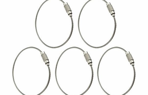 FamilyMall 5pcs Stainless Steel Wire keychain Cable keyring Twist Barrel