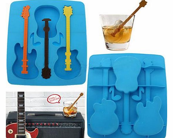 FamilyMall Acoustic Guitar Chocolate Mould Maker Cake Ice Tray Jelly Party Freeze Silicone