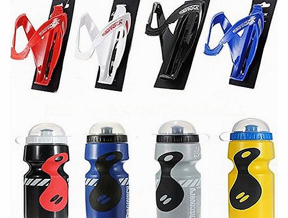 Bike Bicycle Cycling Outdoor Sports Water Bottle + Holder Cage Rack 750ml