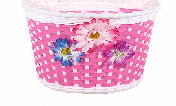 FamilyMall Bike Flowery Front Basket Bicycle Cycle Shopping Stabilizers Children Kids Girls