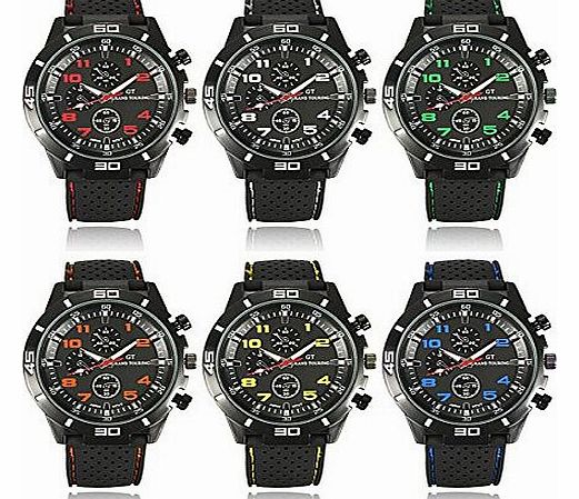 Blue Quartz Watch Fashion Mens Analogue Stainless Steel Sports Gift Wrist Wristband By FamilyMall