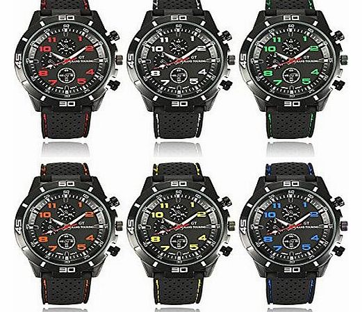 FamilyMall Blue Quartz Watch Fashion Mens Analogue Stainless Steel Sports Gift Wrist Wristband By FamilyMall