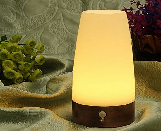 FamilyMall Motion Sensor Retro Night Light Wireless Battery Powered LED Desk Lamp For Bedroom Home Children(Oval)