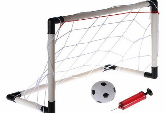 FamilyMall (Small Size) Kids Childs Mini Football Soccer Goal Post Net Set Ball Pump Practise Toy Indoor Outdooor Toy Gadget