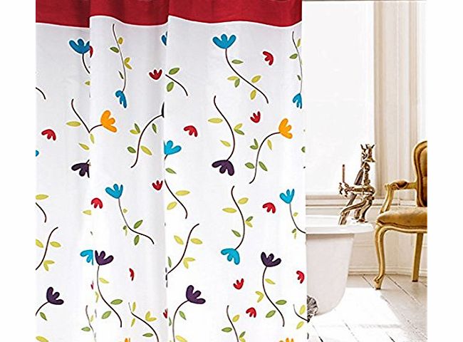 FamilyMall TM) Waterproof Polyester Bathroom Shower Curtains Screen with Ring Flower Type