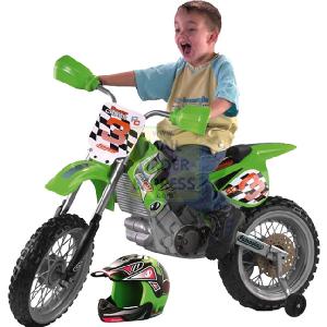 Green 6V Supercross and Helmet