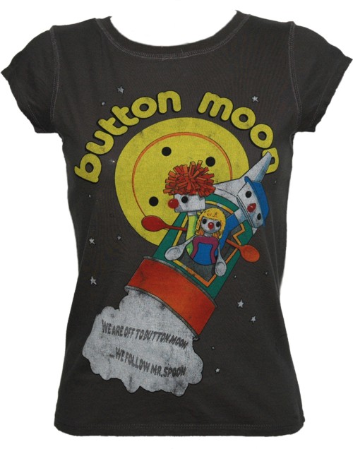 Charcoal Button Moon Ladies T-Shirt from Famous Forever