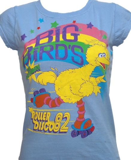 Ladies Big Bird Roller Disco Sesame Street T-Shirt from Famous Forever