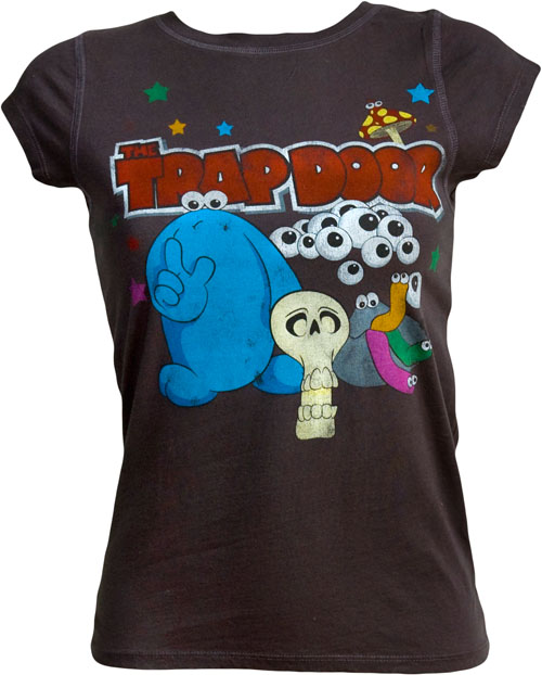 Ladies Black Trapdoor T-Shirt from Famous Forever