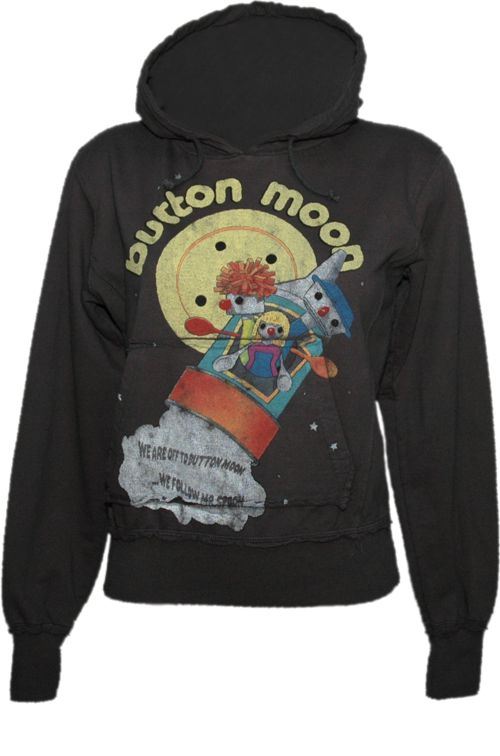 Ladies Charcoal Button Moon Hoodie from Famous Forever
