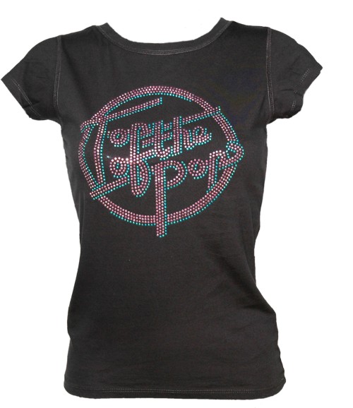 Ladies Diamante Black Top Of The Pops T-Shirt from Famous Forever